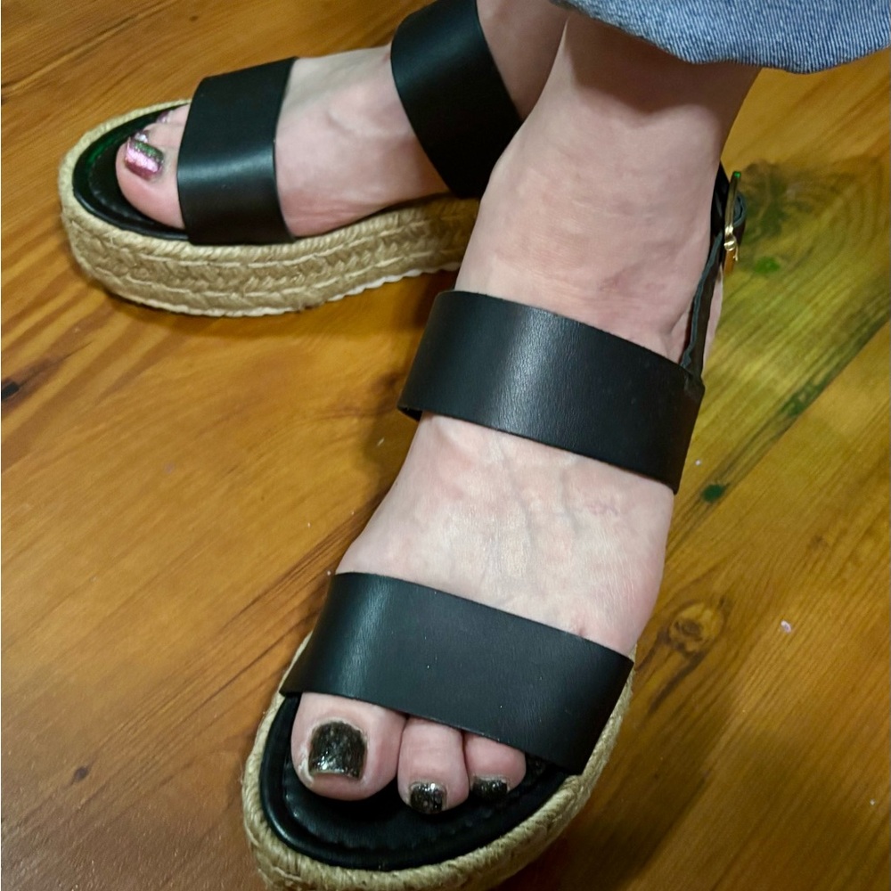 Steve Madden Black Platform Espadrille Sandals